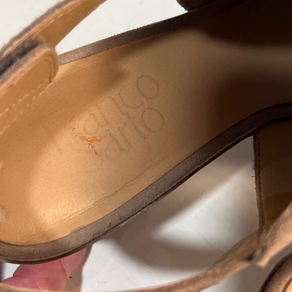 FRANCO SARTO Leather Suede Tan Brown Open Toe 3" Block Heels size 7.5 - Picture 6 of 9